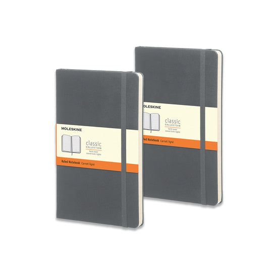 Classic Medium Hard Cover Notebook 2 for 1 Value Pack Slate Grey
