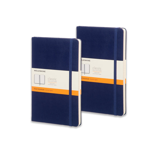 Classic Medium Hard Cover Notebook 2 for 1 Value Pack Prussian Blue