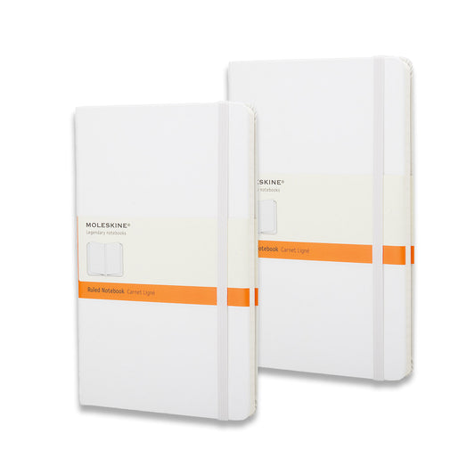 Classic Large Hard Cover Notebook 2 for 1 Value Pack Ruled White
