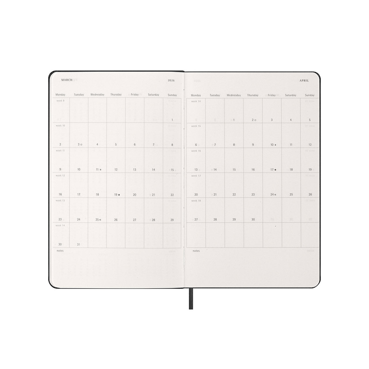 2026 Daily Diary Hard Cover Large Black