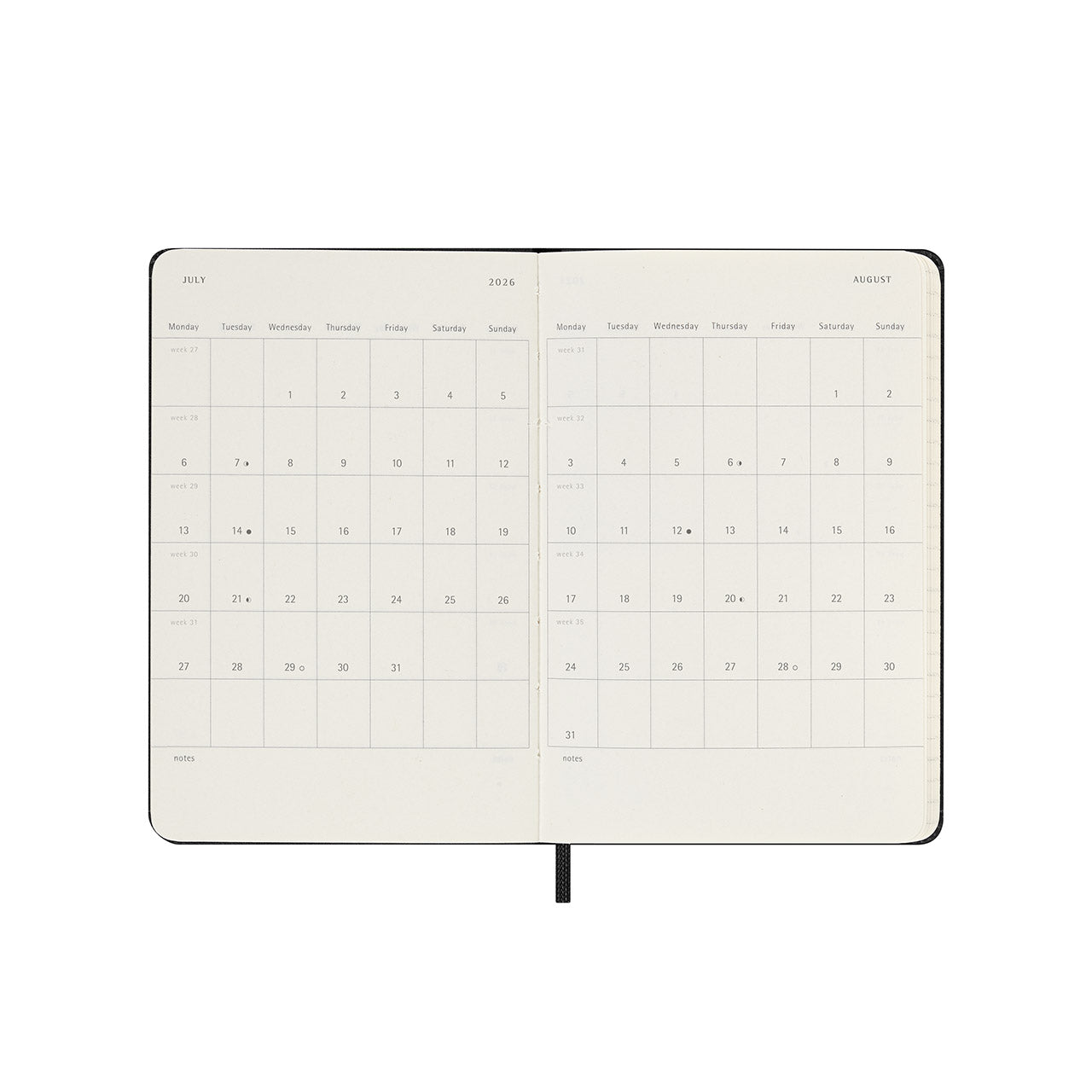2026 Weekly Horizontal Hard Cover Diary Pocket