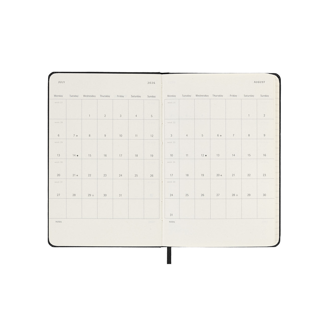 2026 Weekly Notebook Diary Hard Cover Pocket Scarlet Red
