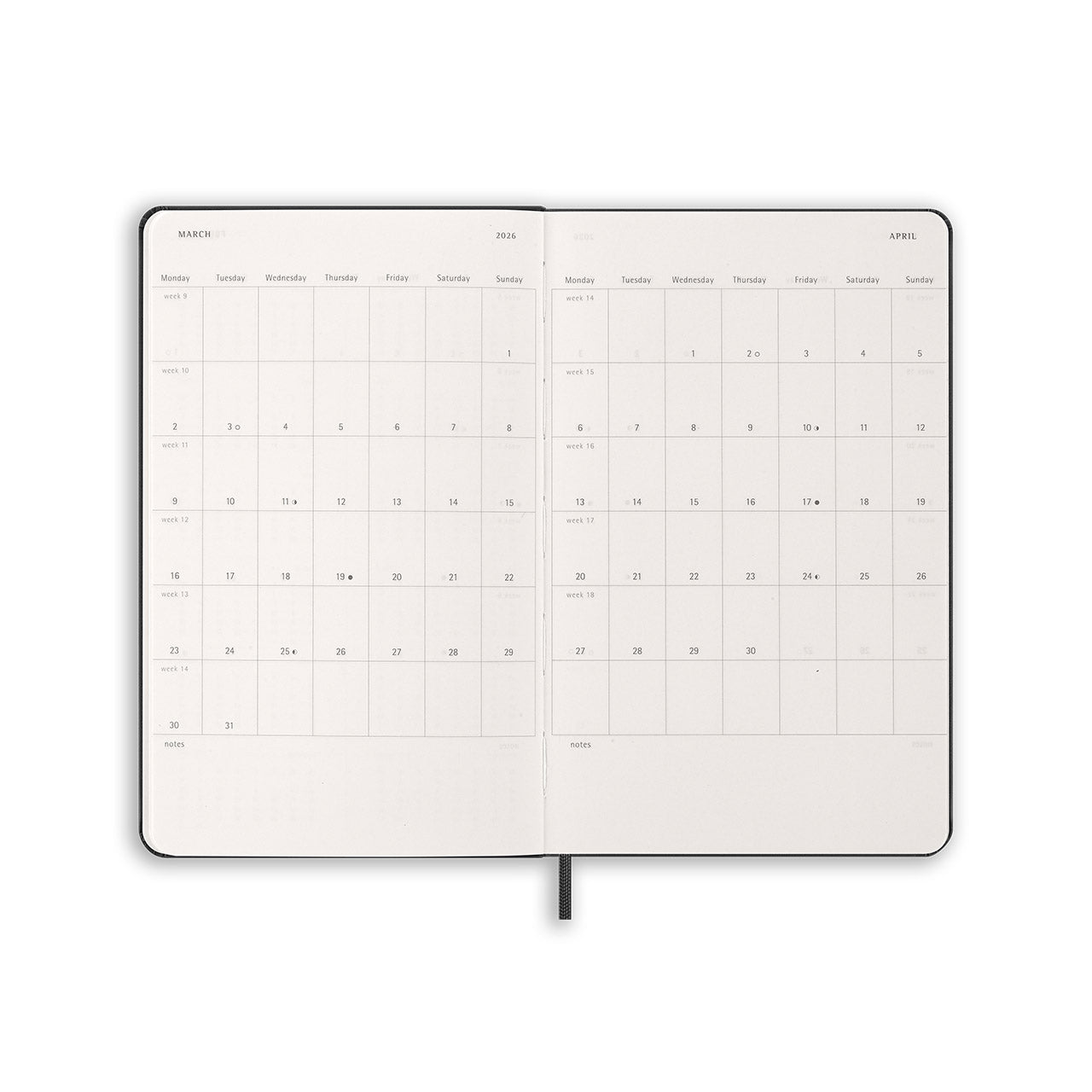2026 Weekly Vertical Hard Cover Diary Large