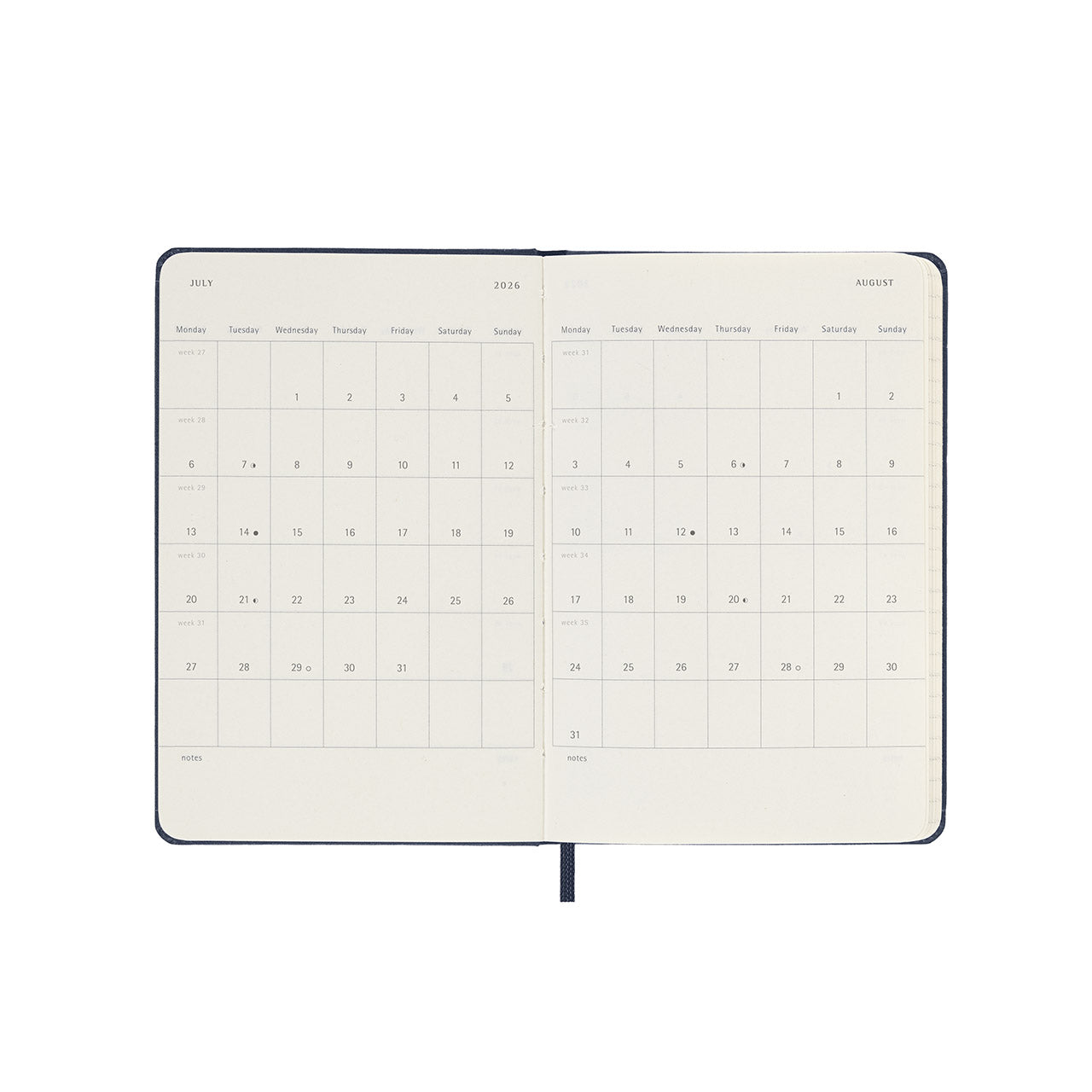 2026 Daily Diary Hard Cover Pocket Sapphire Blue
