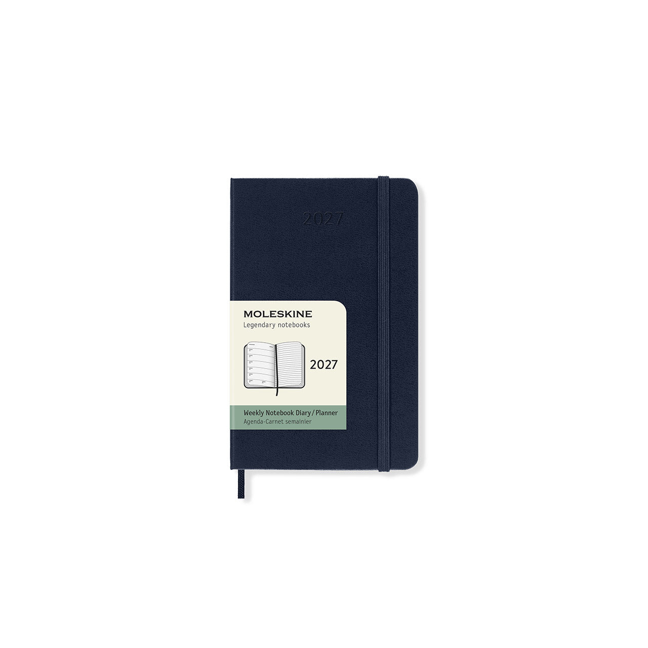 2027 Weekly Notebook Diary Hard Cover Pocket Sapphire Blue