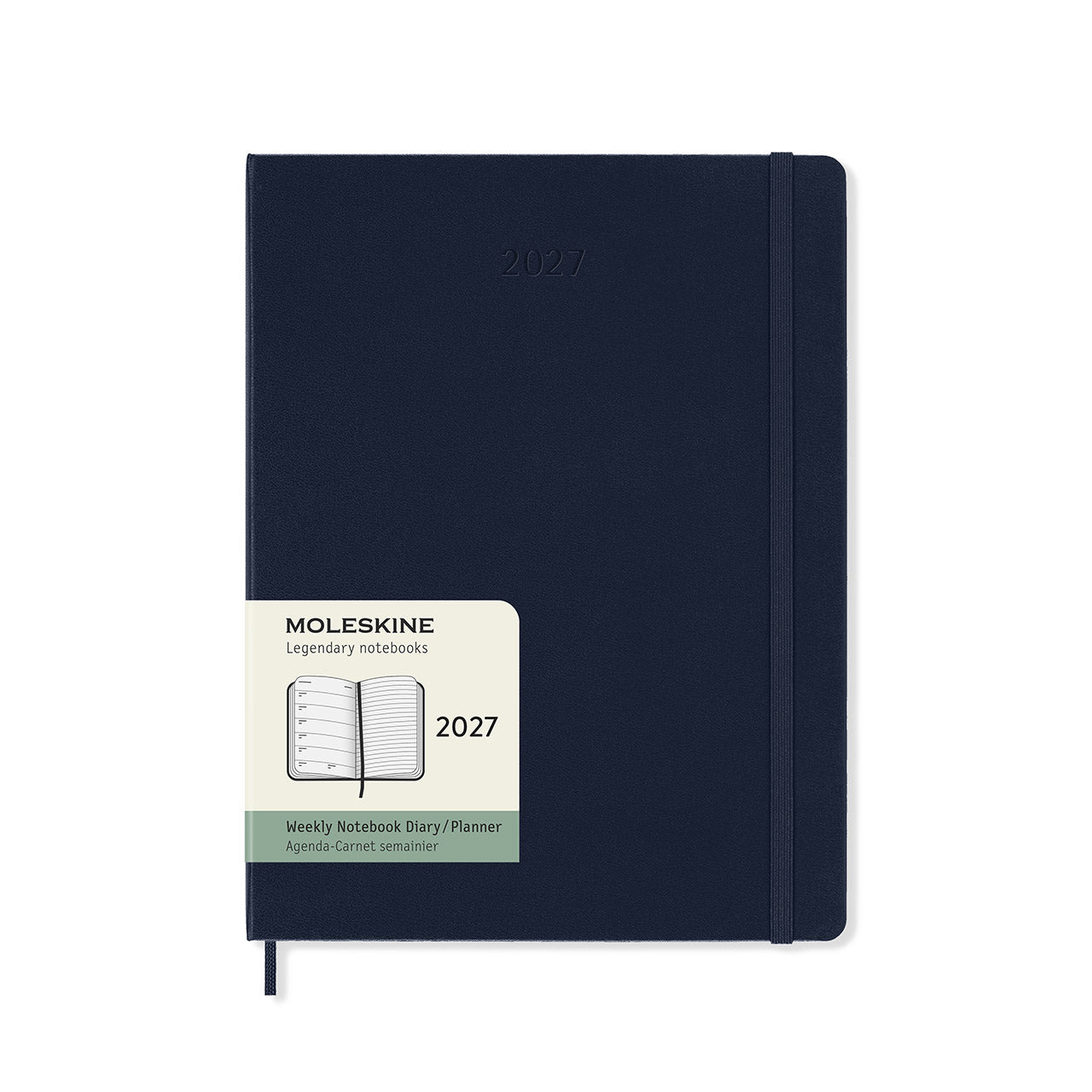2027 Weekly Notebook Hard Cover Diary Extra Large Sapphire Blue