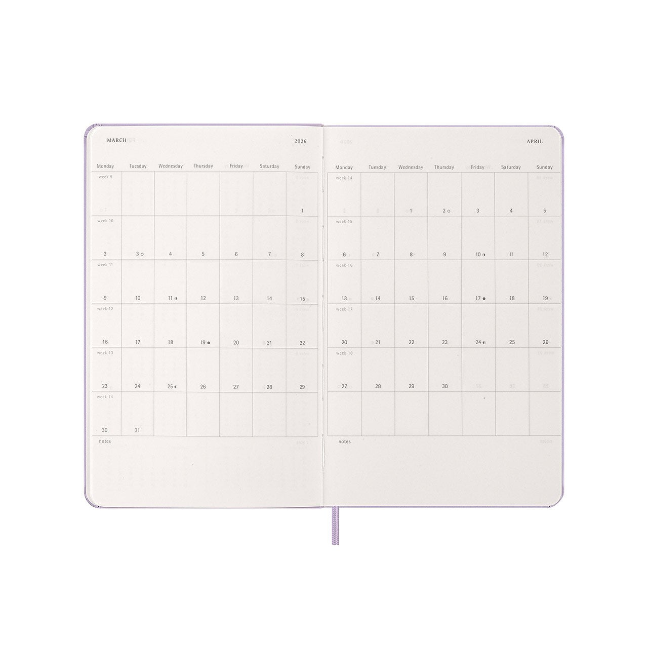 2026 Daily Diary Hard Cover Large Lilac