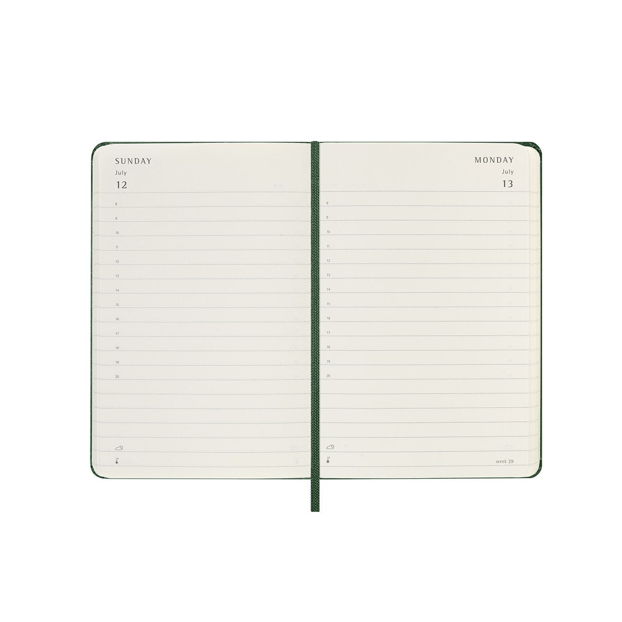 2026 Daily Diary Hard Cover Pocket Myrtle Green