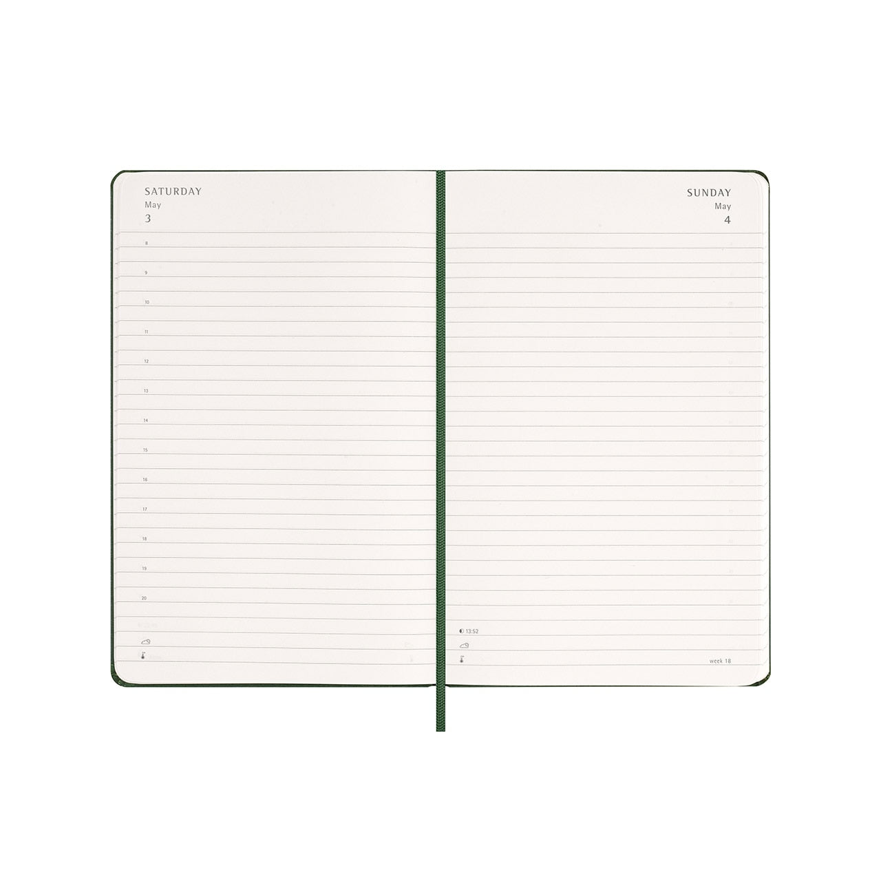 2026 Daily Diary Hard Cover Large Myrtle Green