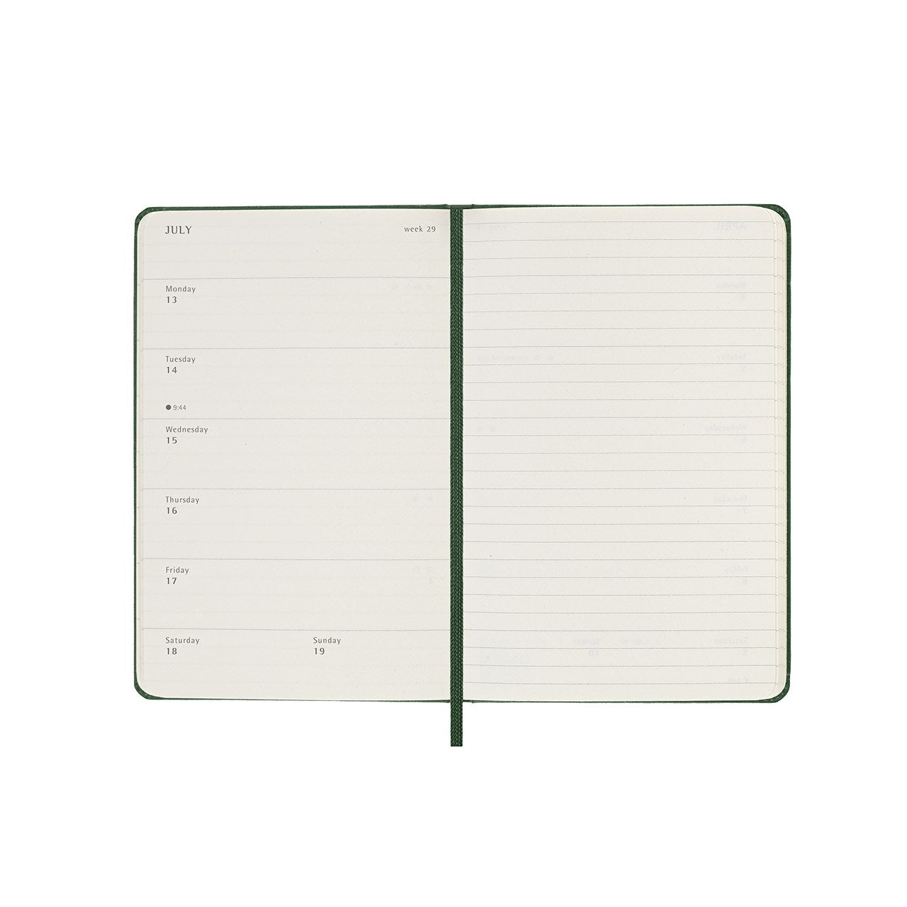 2026 Weekly Notebook Diary Hard Cover Pocket Myrtle Green