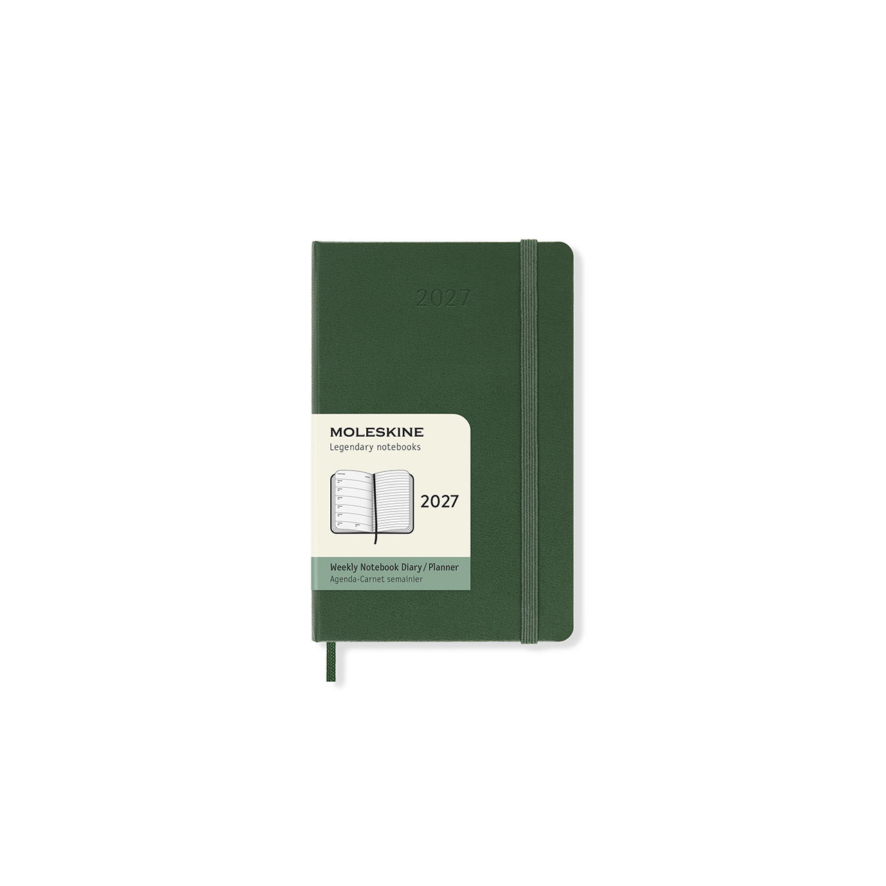 2027 Weekly Notebook Diary Hard Cover Pocket Myrtle Green