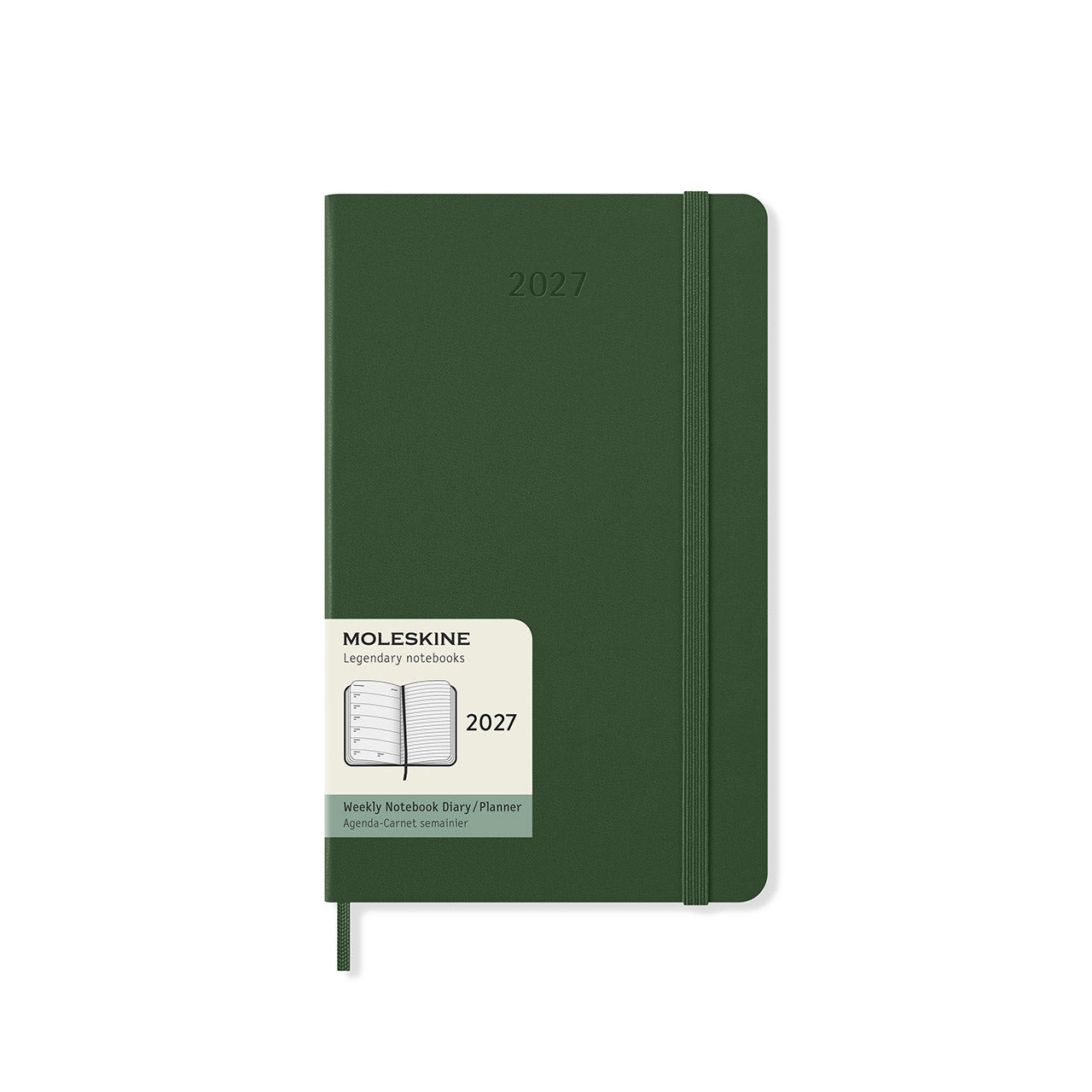 2027 Weekly Notebook Diary Hard Cover Large Myrtle Green