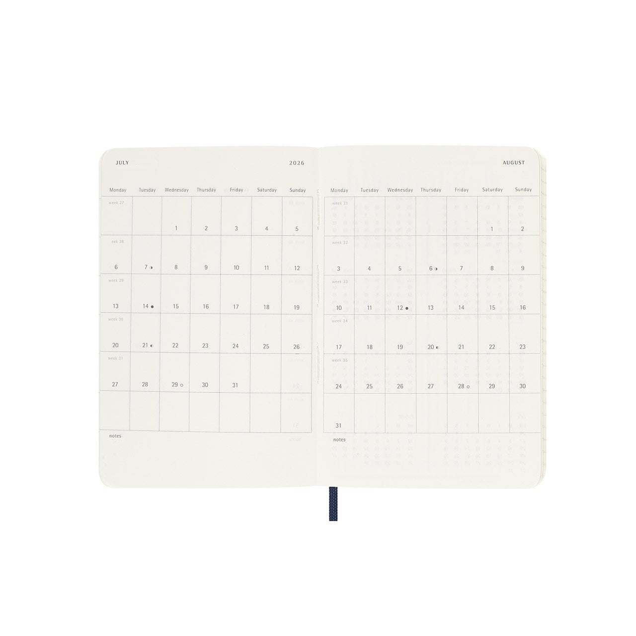 2026 Weekly Notebook Soft Cover Diary Pocket Sapphire Blue