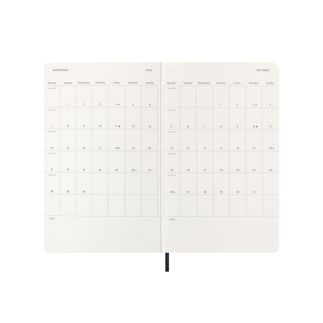 2026 Weekly Notebook Soft Cover Diary Large Sapphire Blue