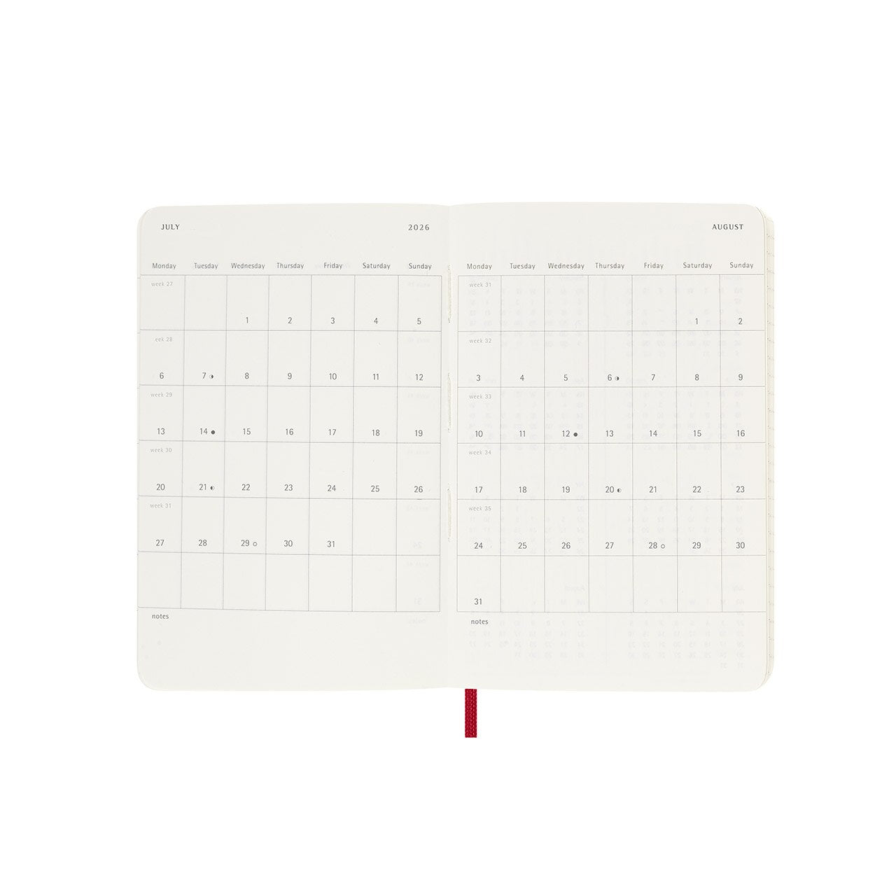2026 Daily Diary Soft Cover Pocket Scarlet Red