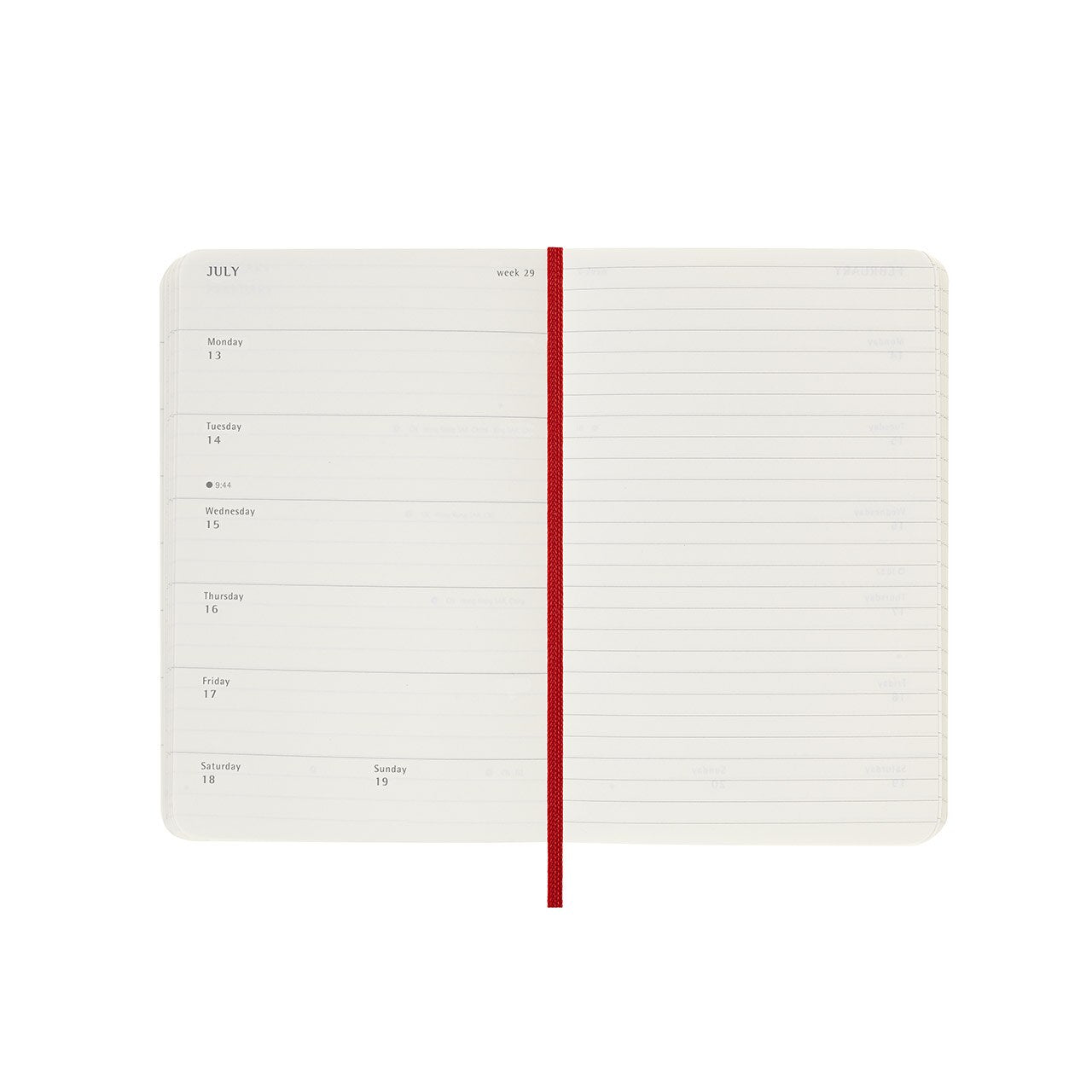 2026 Weekly Notebook Soft Cover Diary Pocket Scarlet Red