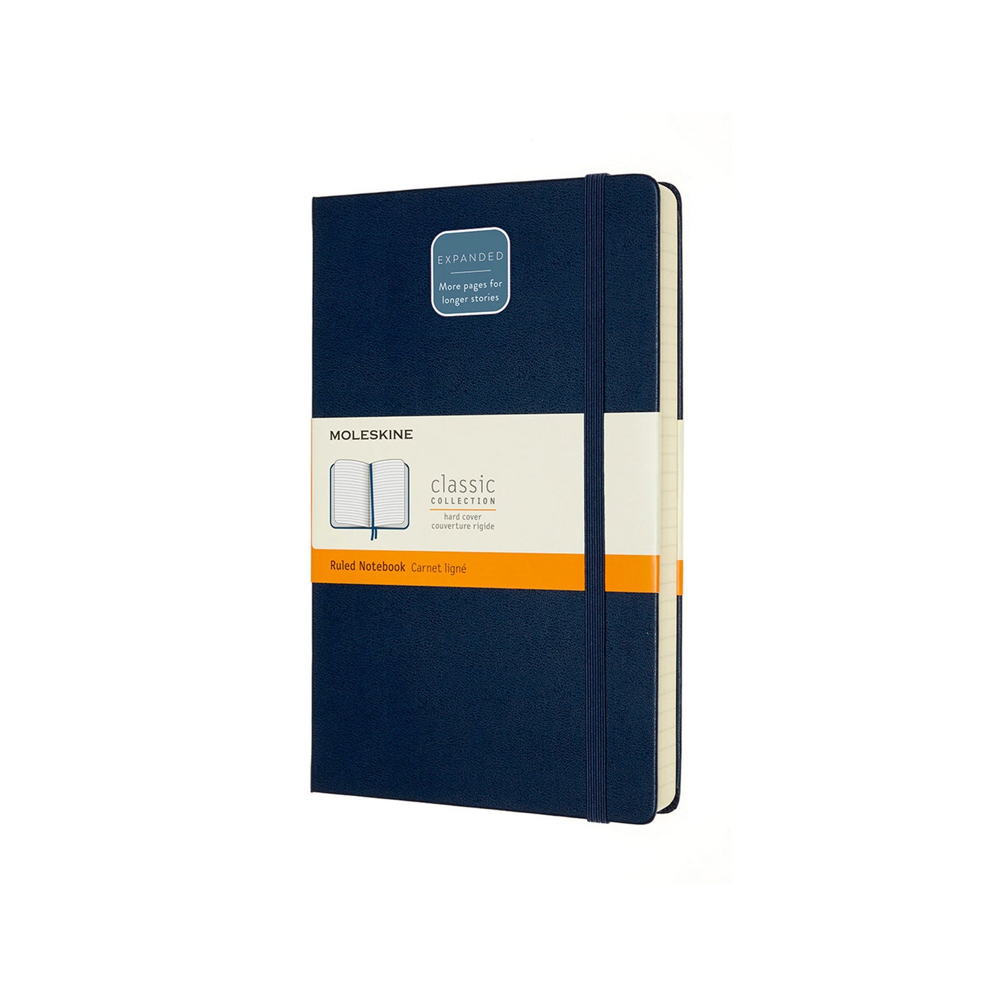 Classic Hard Cover Expanded Notebook Large Sapphire Blue Ruled