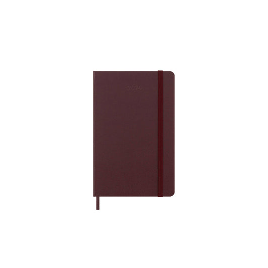 2024 Hard Cover Weekly Notebook Diary Pocket Burgundy Red