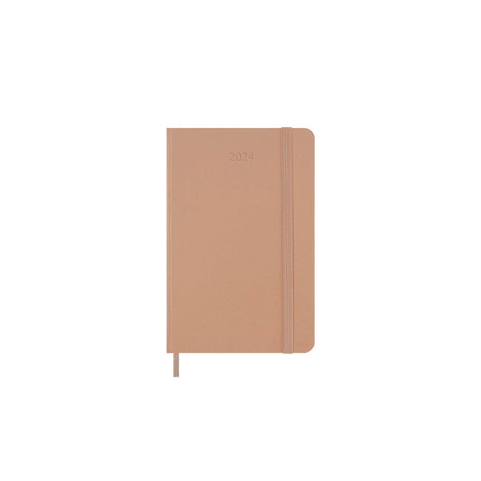 2024 Hard Cover Weekly Notebook Diary Pocket Sandy Brown