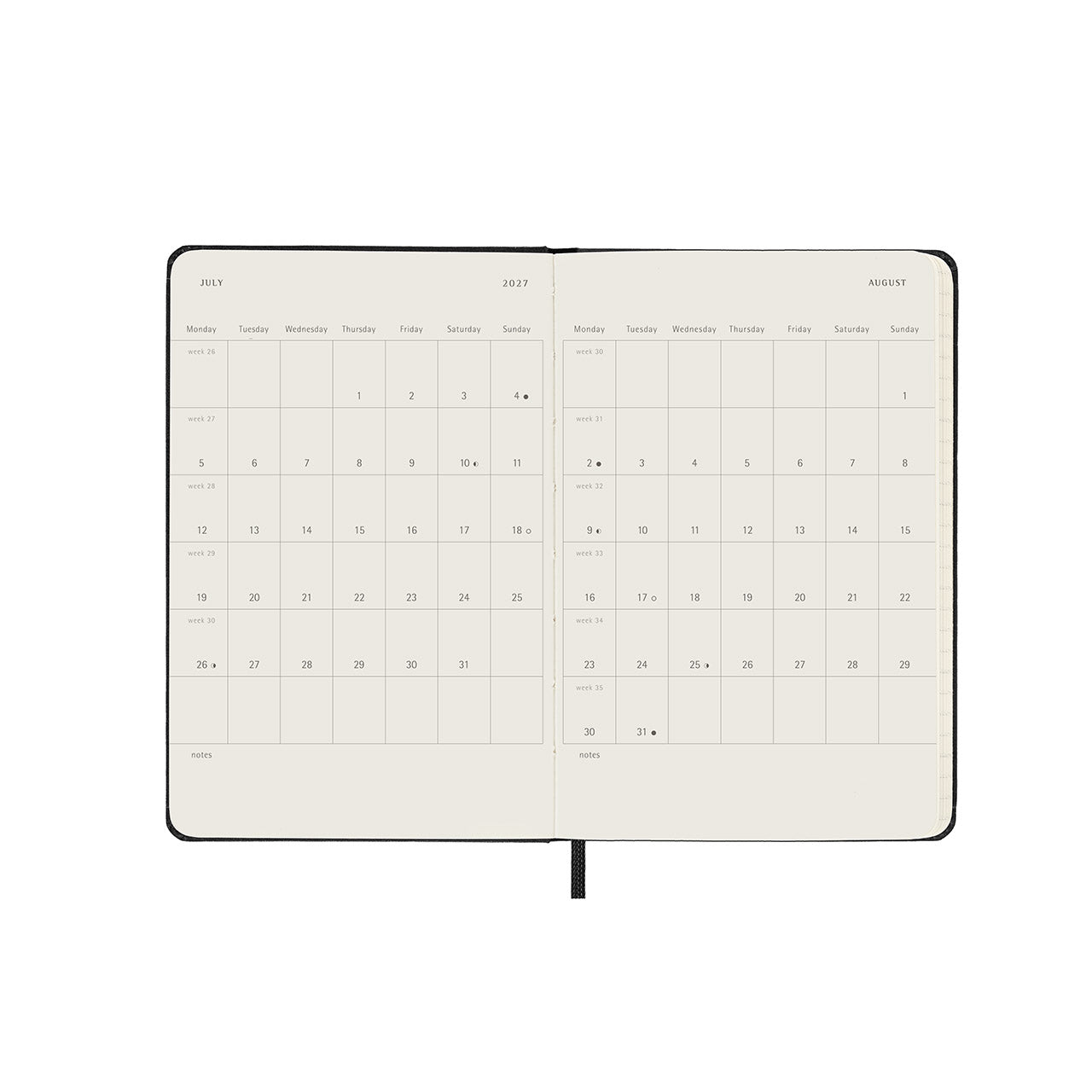 2027 Weekly Diary Horizontal Hard Cover Pocket