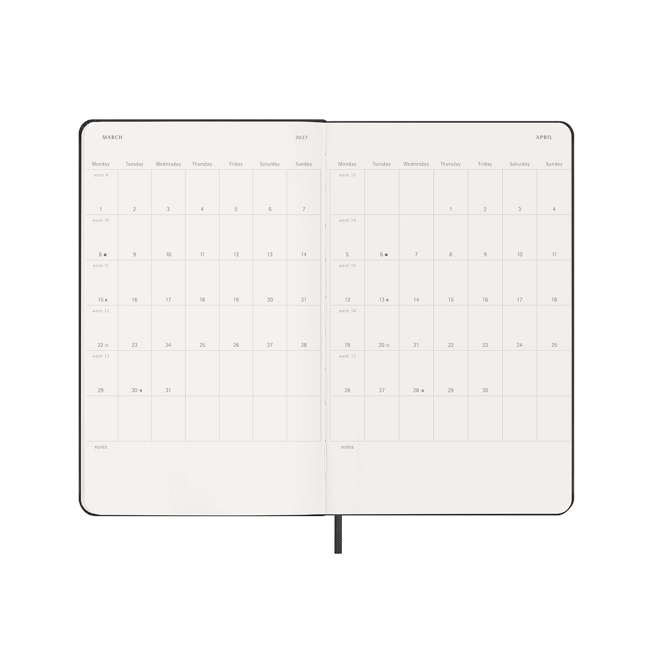 2027 Weekly Diary Horizontal Hard Cover Large
