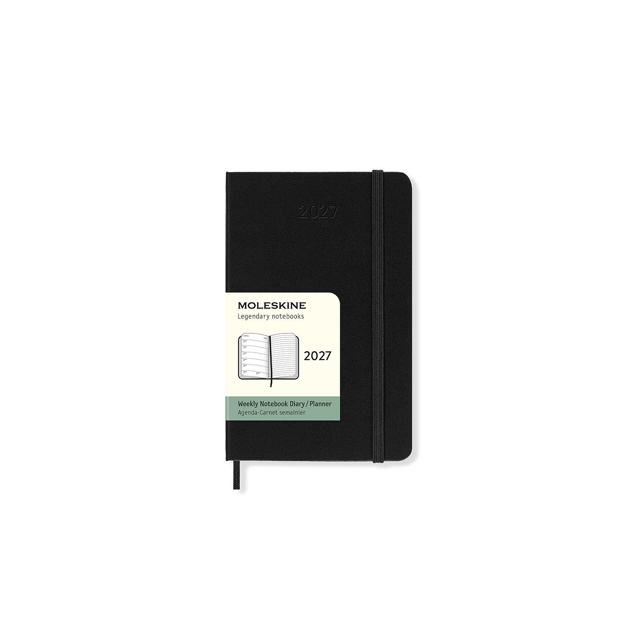 2027 Weekly Notebook Diary Hard Cover Pocket Black