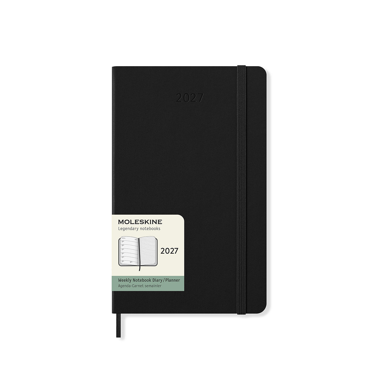 2027 Weekly Notebook Diary Hard Cover Large Black