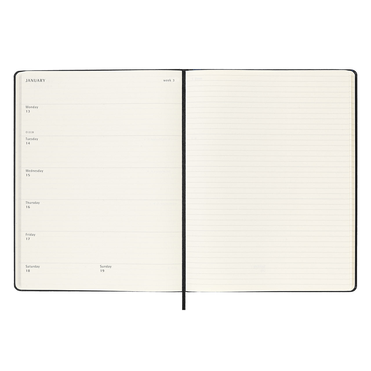 2025 Hard Cover Weekly Notebook Diary Extra Large Black