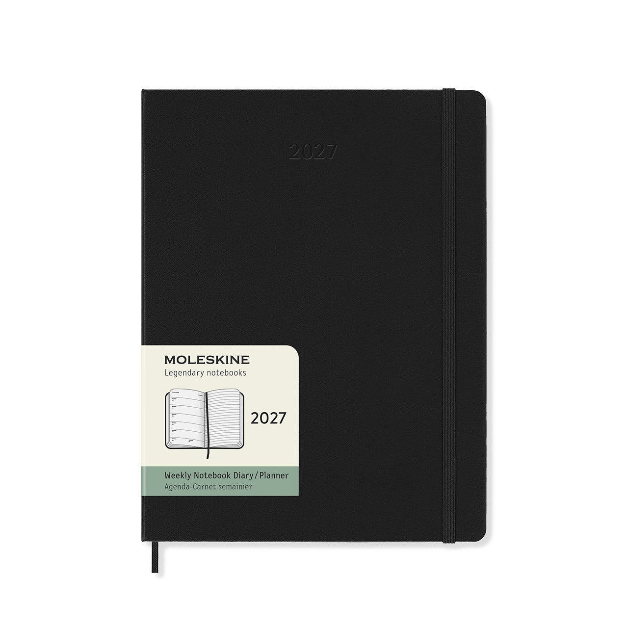 2027 Weekly Notebook Hard Cover Diary Extra Large Black