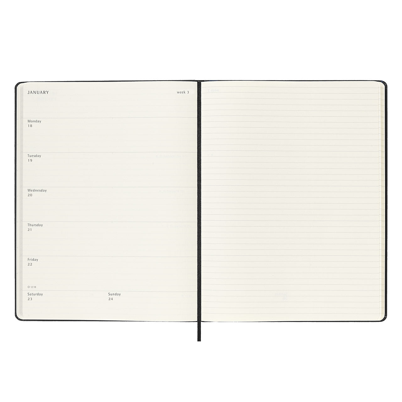 2027 Weekly Notebook Hard Cover Diary Extra Large Black