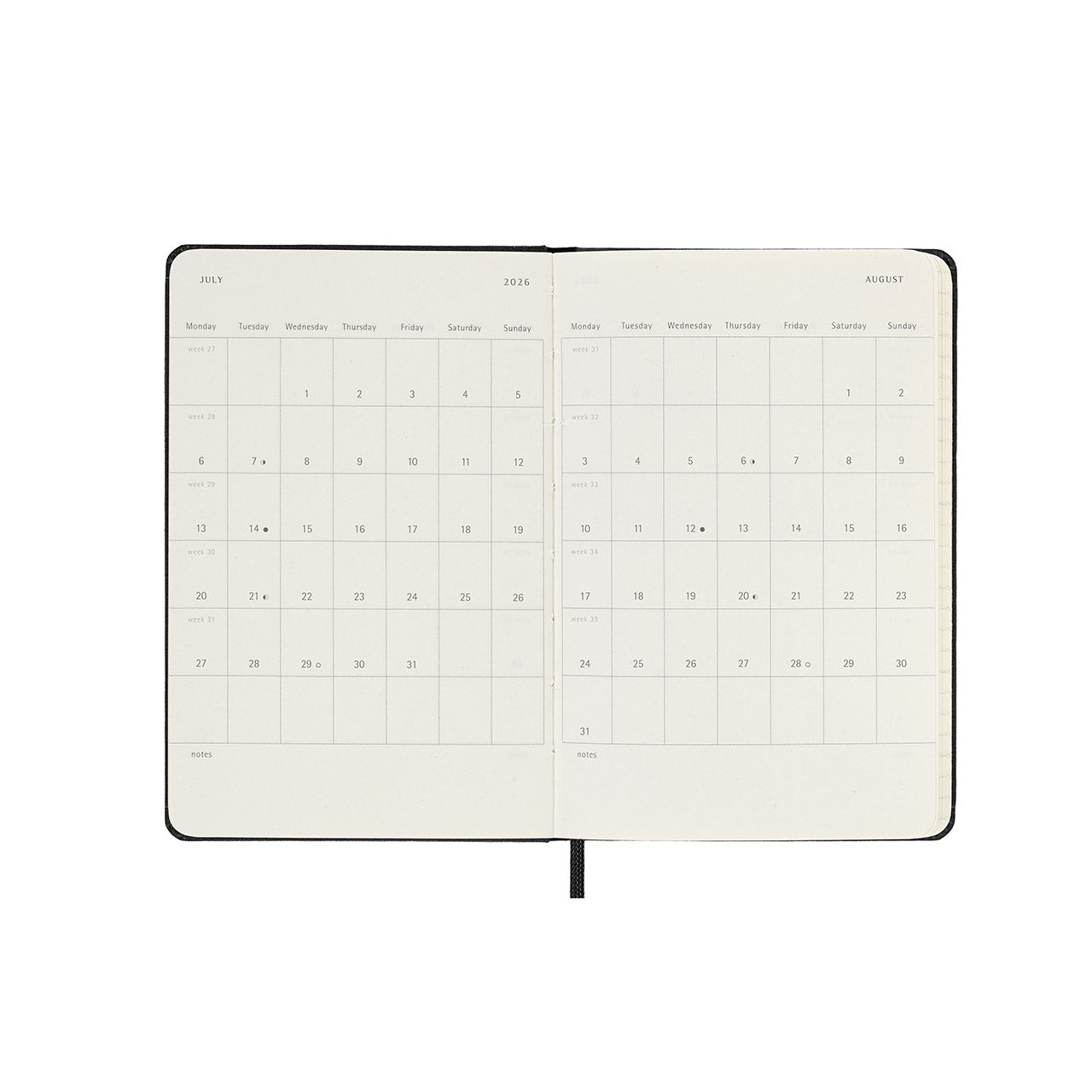 2026 Weekly Vertical Hard Cover Diary Pocket