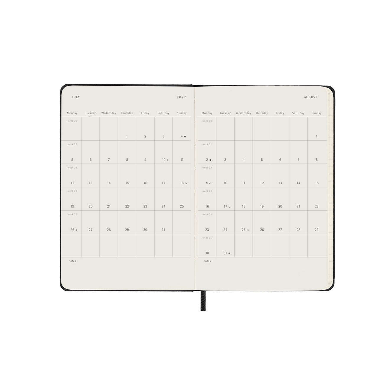 2027 Weekly Vertical Diary Hard Cover Pocket