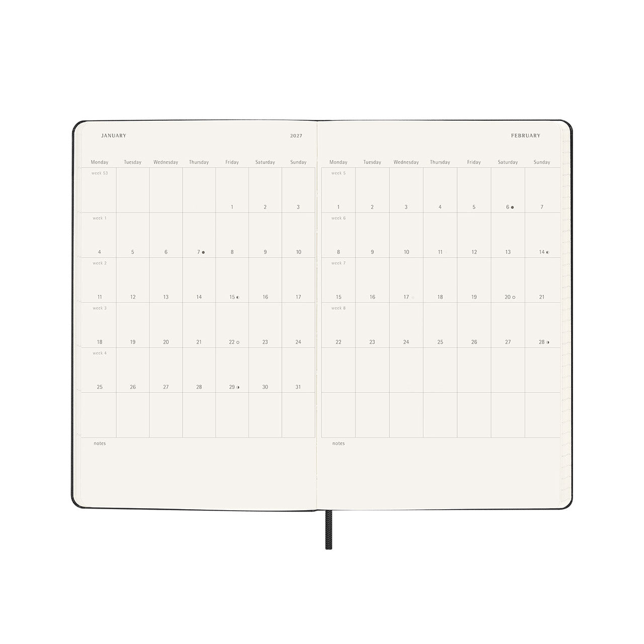 2026-27 18 Month Weekly Notebook Hard Cover Diary Large Black