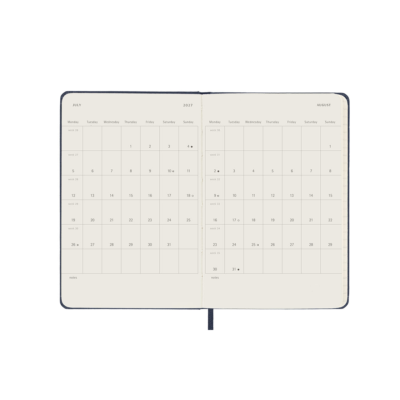 2027 Daily Diary Hard Cover Pocket Sapphire Blue