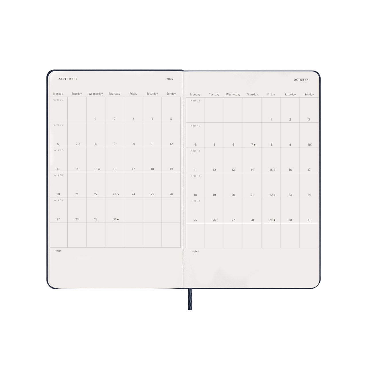 2027 Daily Diary Hard Cover Large Sapphire Blue