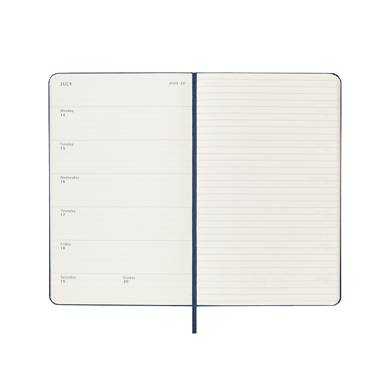 2025 Hard Cover Weekly Notebook Diary Large Sapphire Blue