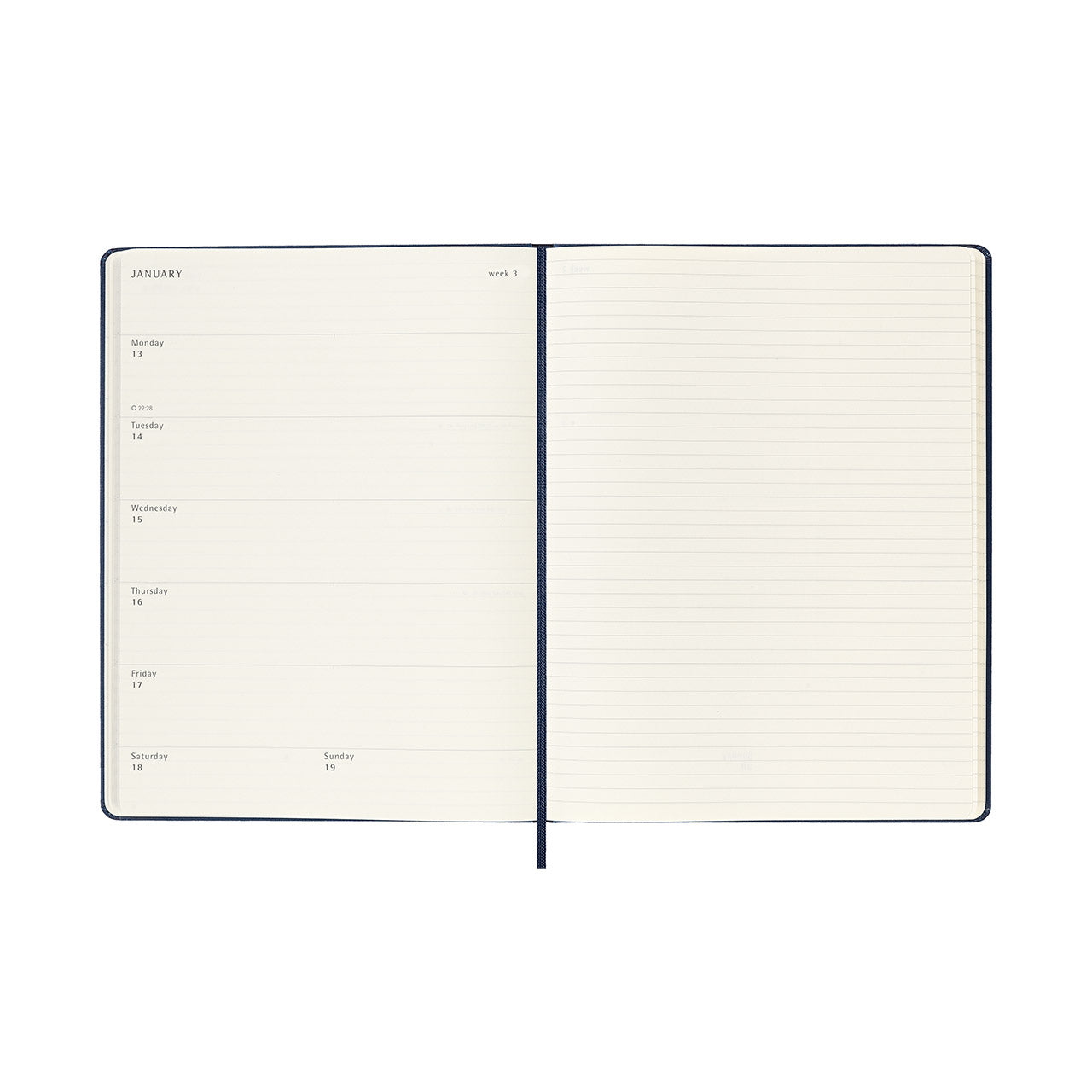 2025 Hard Cover Weekly Notebook Diary Extra Large Sapphire Blue