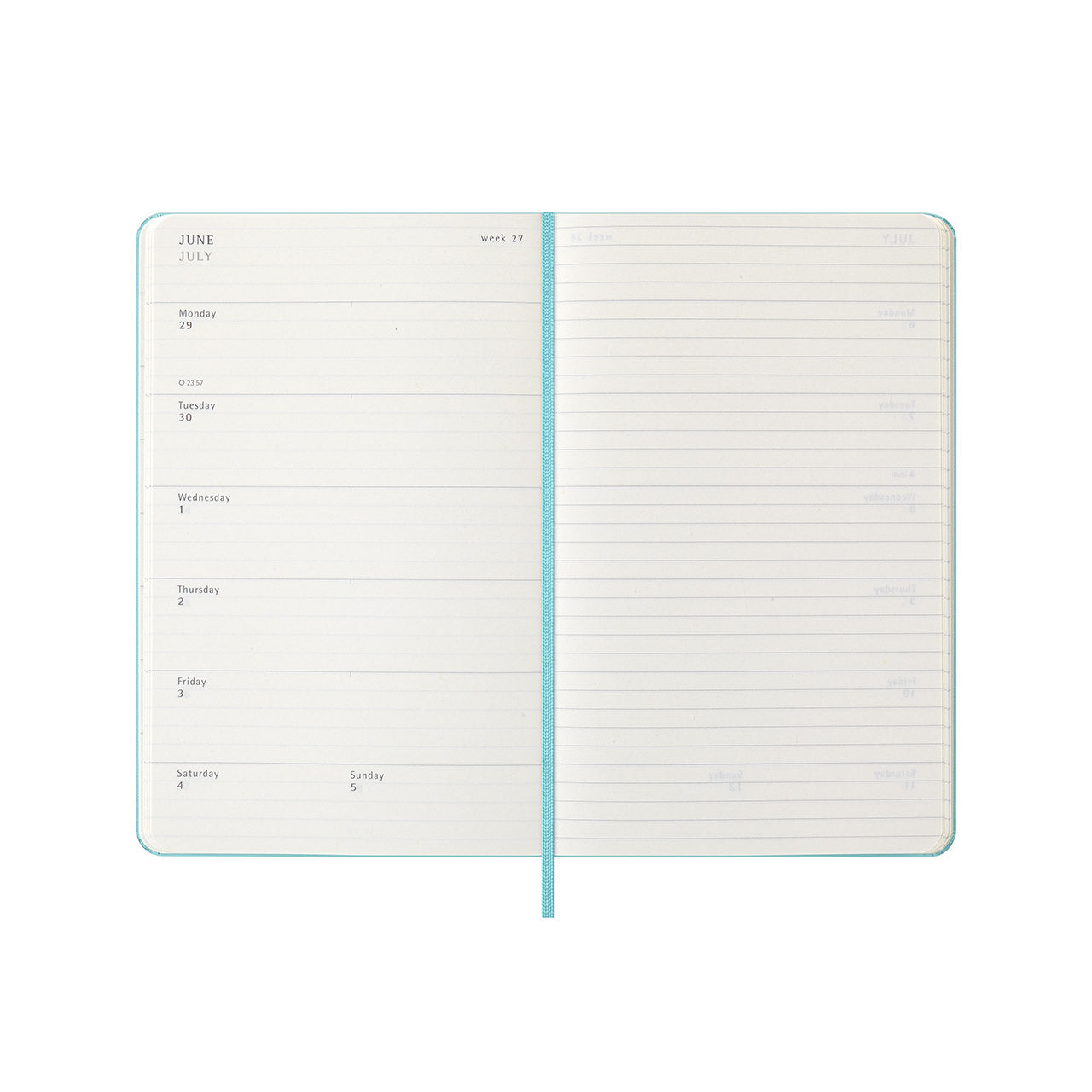 2026 Weekly Notebook Diary Hard Cover Large Aquamarine