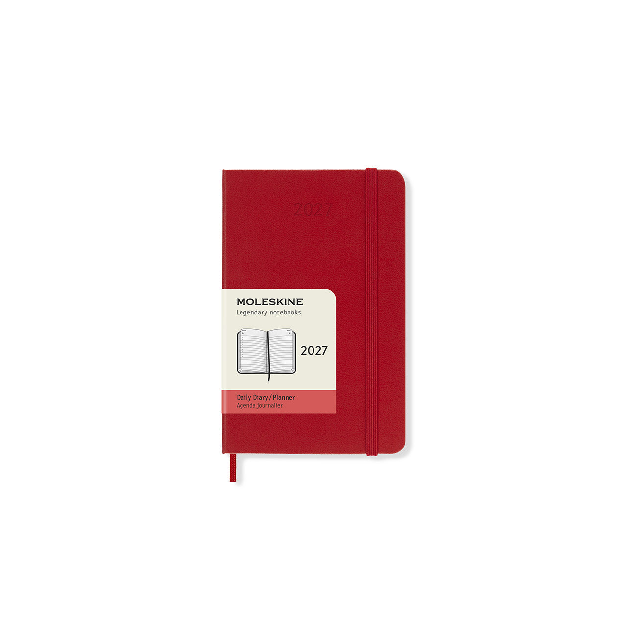 2027 Daily Diary Hard Cover Pocket Scarlet Red