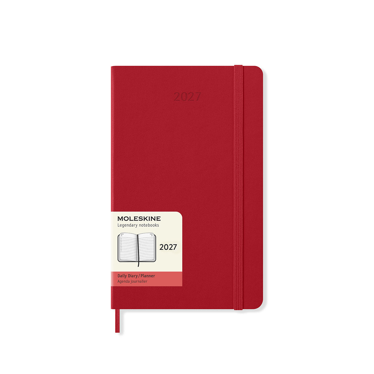 2027 Daily Diary Hard Cover Large Scarlet Red
