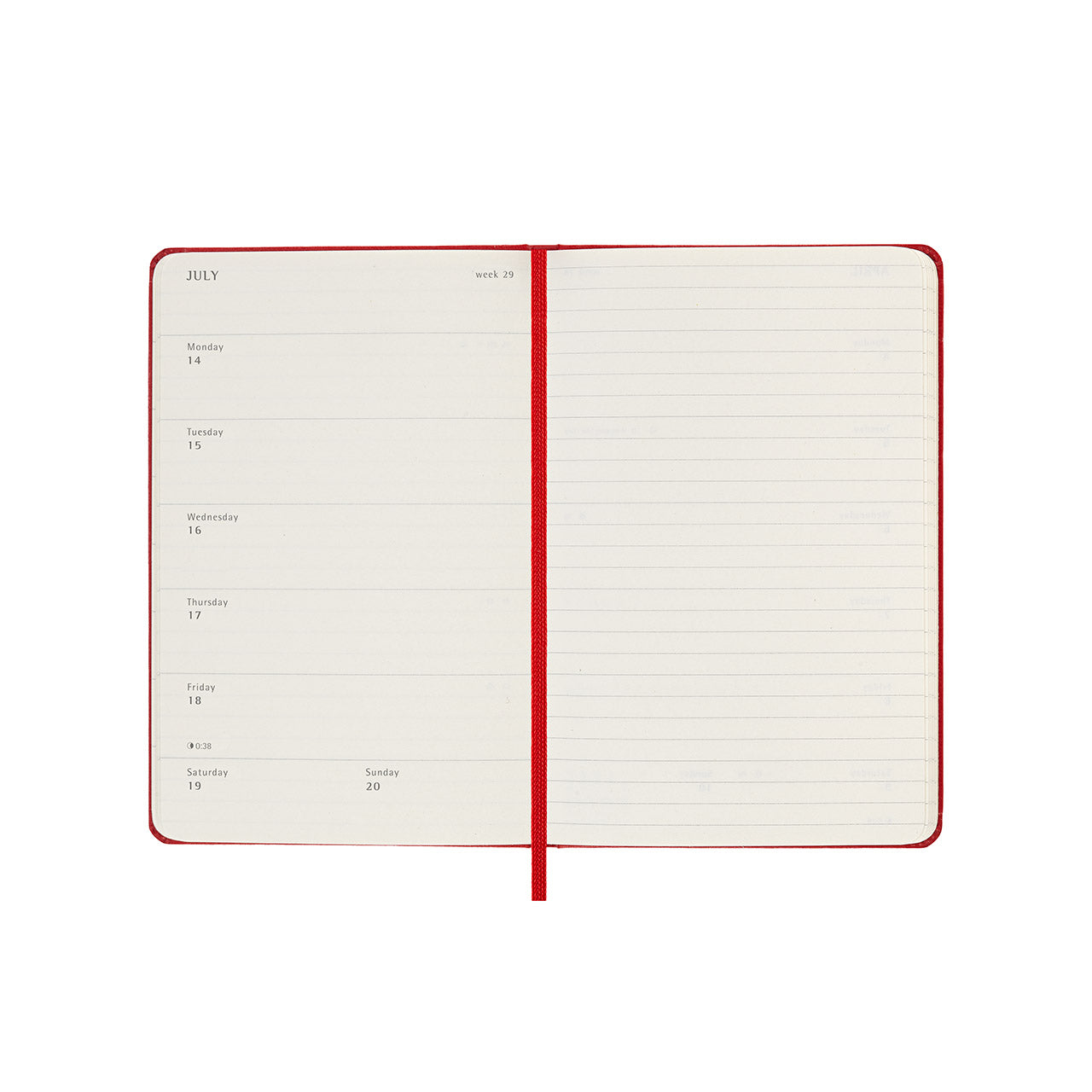 2025 Hard Cover Weekly Notebook Diary Pocket Scarlet Red