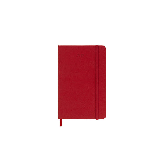 2027 Weekly Notebook Diary Hard Cover Pocket Scarlet Red