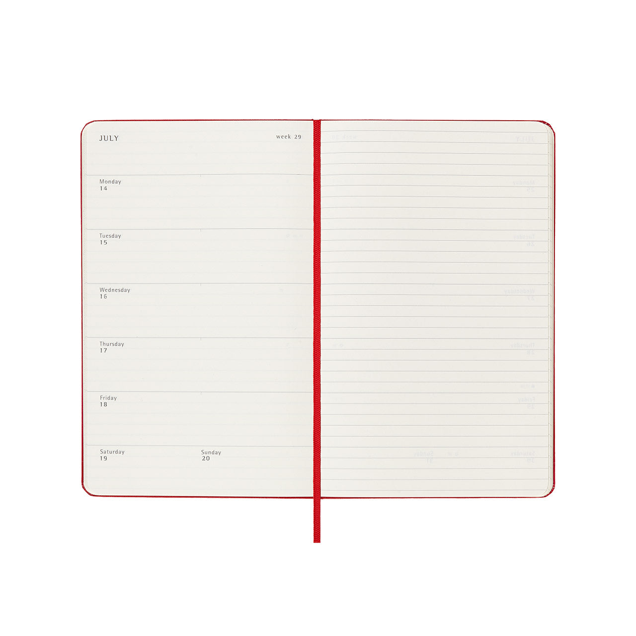 2025 Hard Cover Weekly Notebook Diary Large Scarlet Red