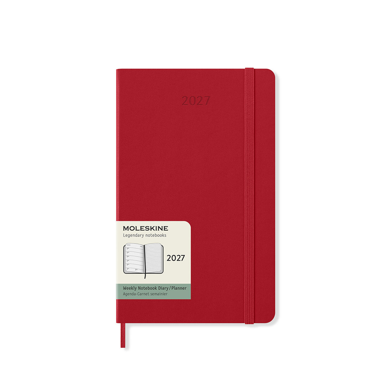 2027 Weekly Notebook Diary Hard Cover Large Scarlet Red