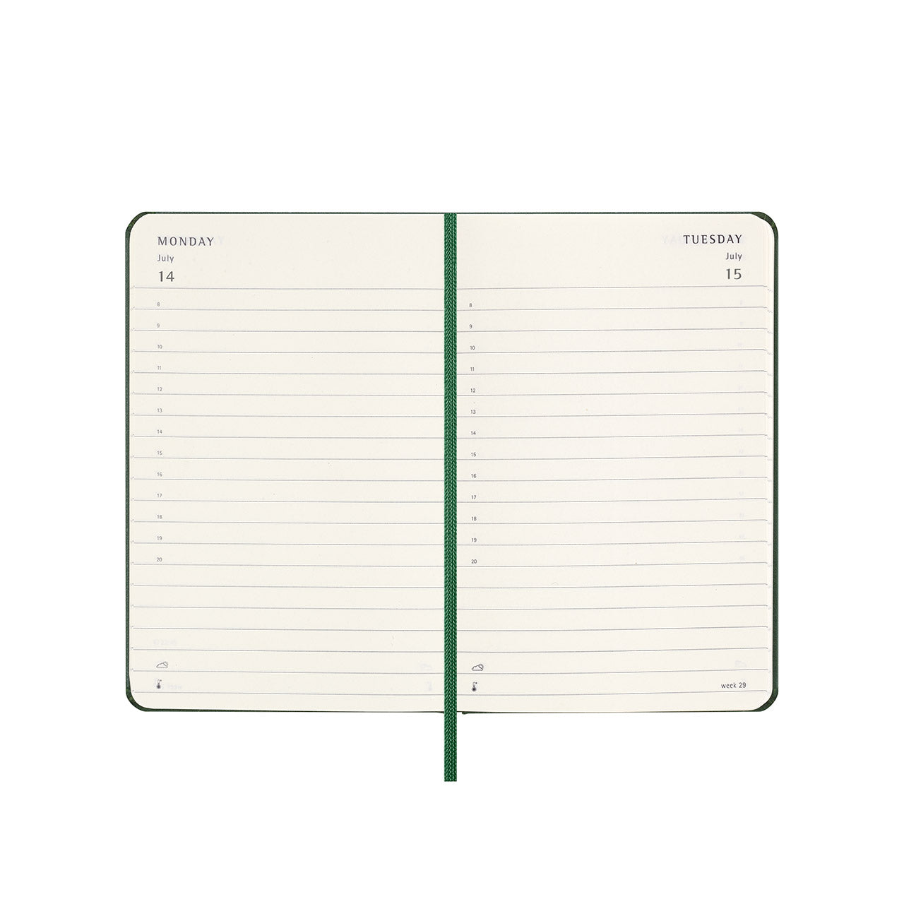 2025 Hard Cover Daily Diary Pocket Myrtle Green