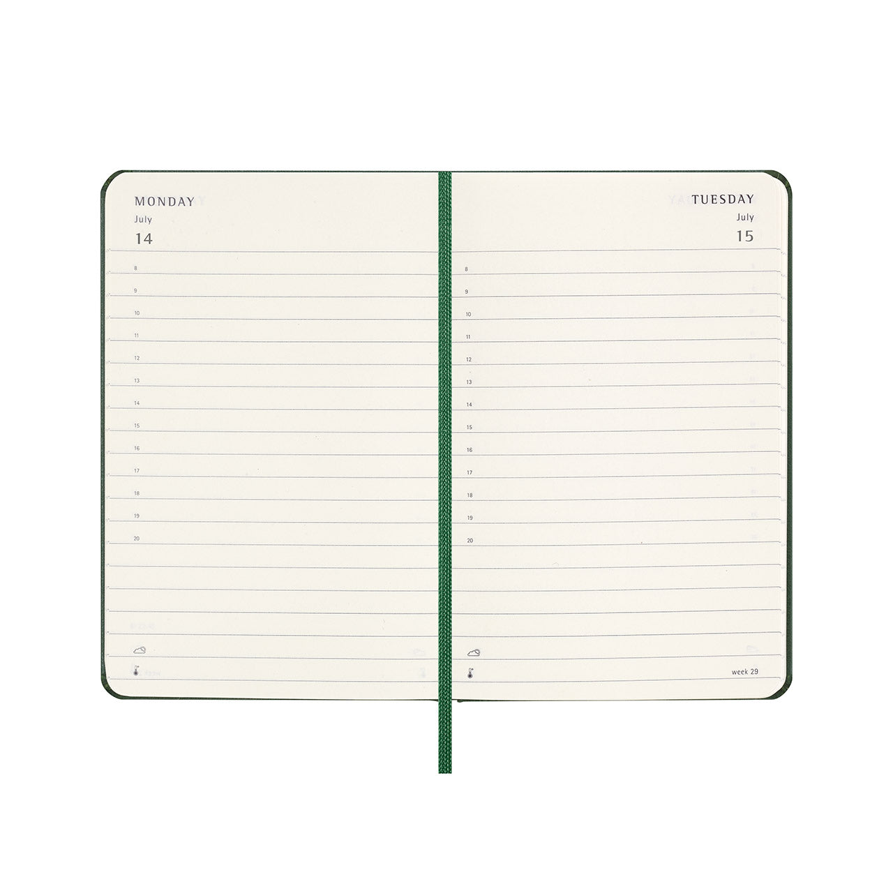 2025 Hard Cover Daily Diary Large Myrtle Green