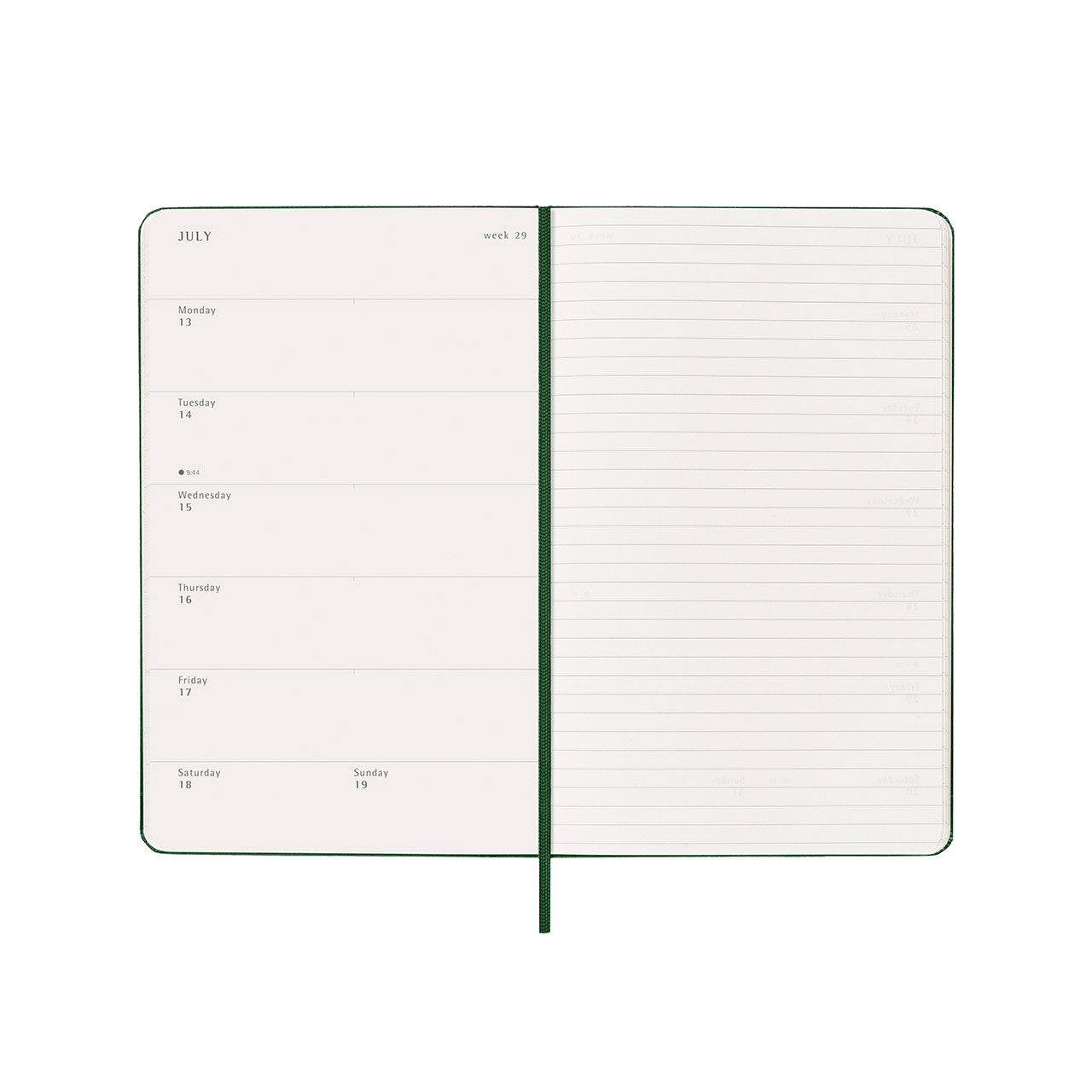 2026 Weekly Notebook Diary Hard Cover Large Myrtle Green