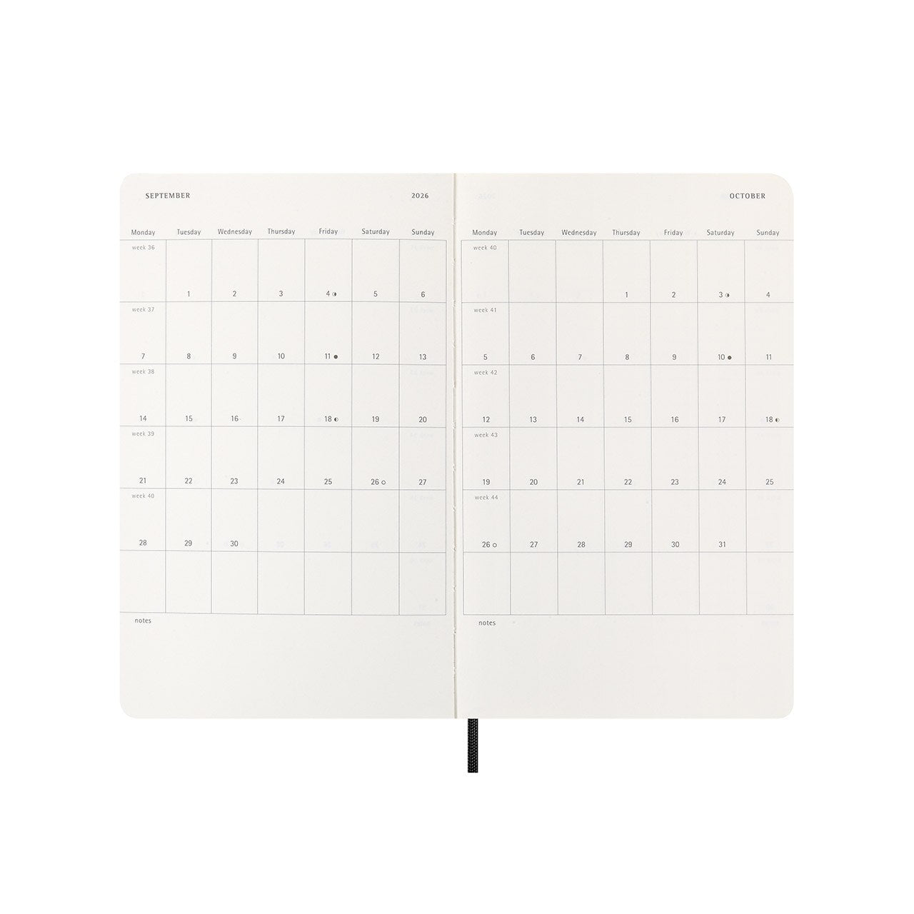 2026 Weekly Notebook Soft Cover Diary Large Black