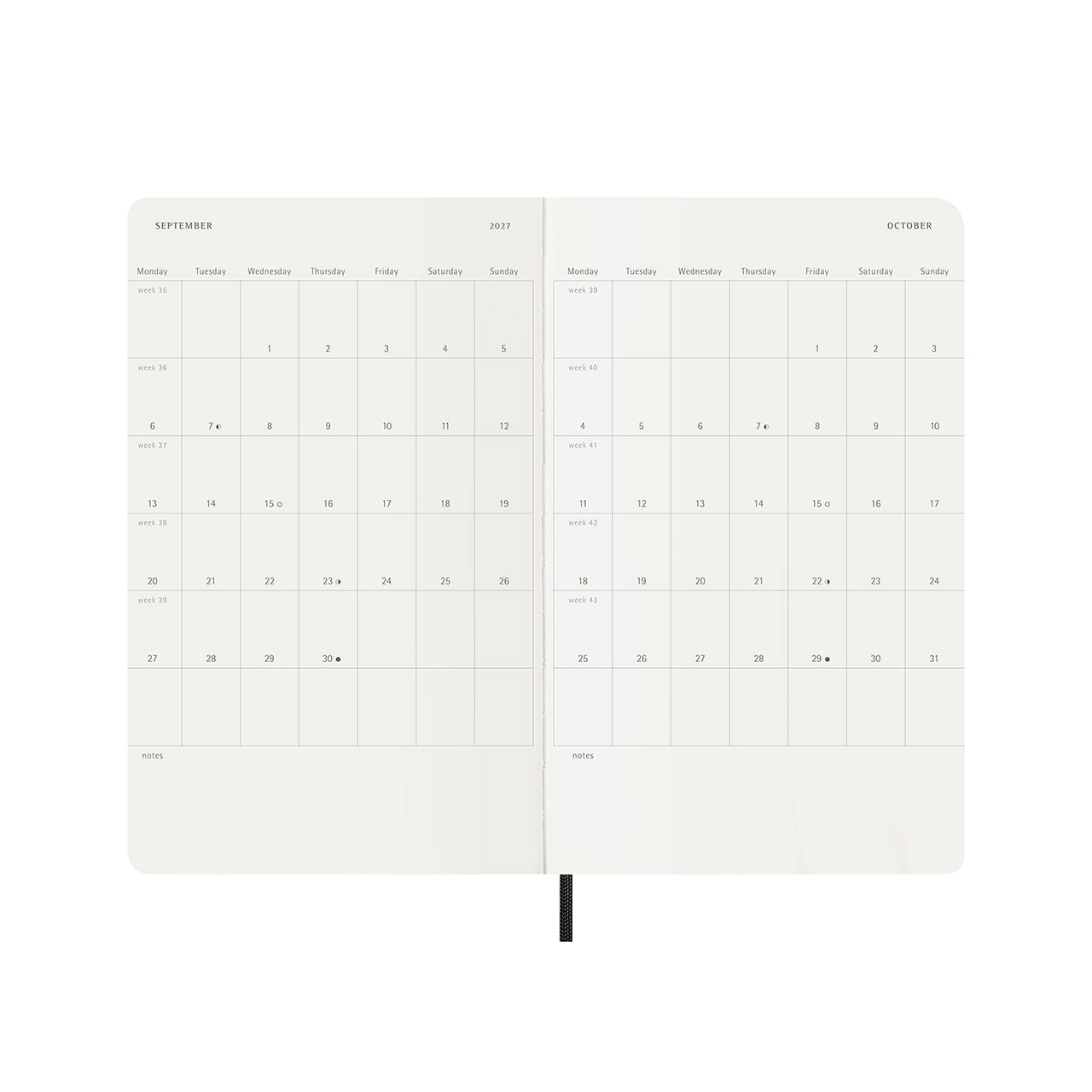 2026-27 18 Month Weekly Notebook Soft Cover Diary Large Black