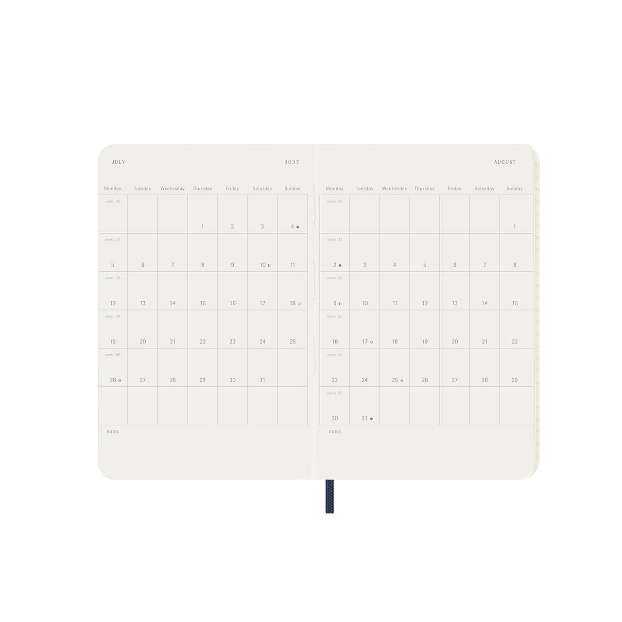 2027 Daily Diary Soft Cover Pocket Black